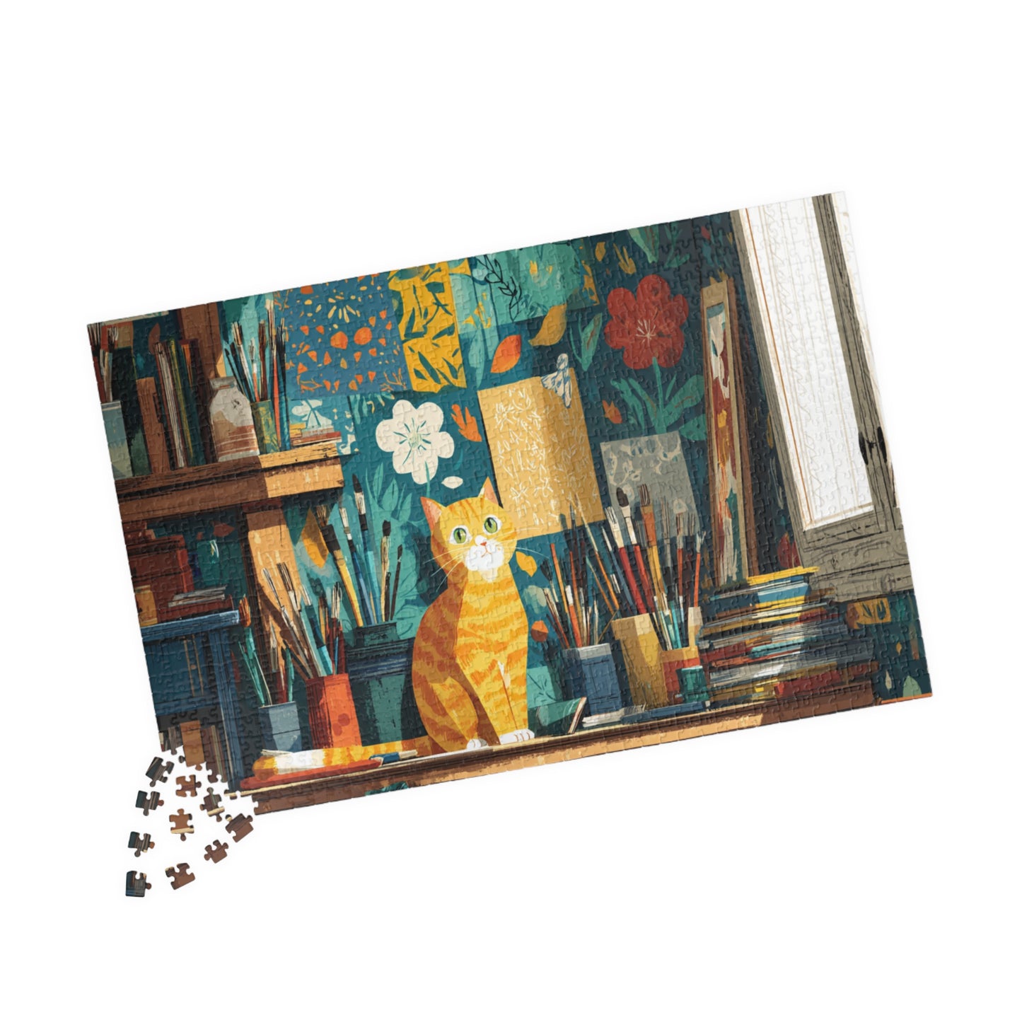 The Artist’s Cat – Matisse Inspired Jigsaw Puzzle, Animal Theme Studio Art Kitten Puzzle for Feline Lovers 1014 pcs (Horizontal) Puzzle The Puzzle Chest