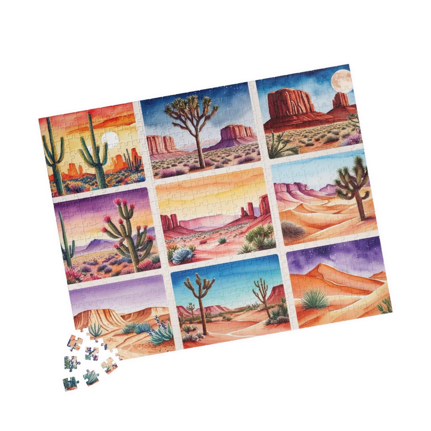 Desert Collage Jigsaw Puzzle, Cacti and Dunes Scene, Fun Game for Adults, Creative Activity, Gift Idea Nature Lover Puzzle The Puzzle Chest
