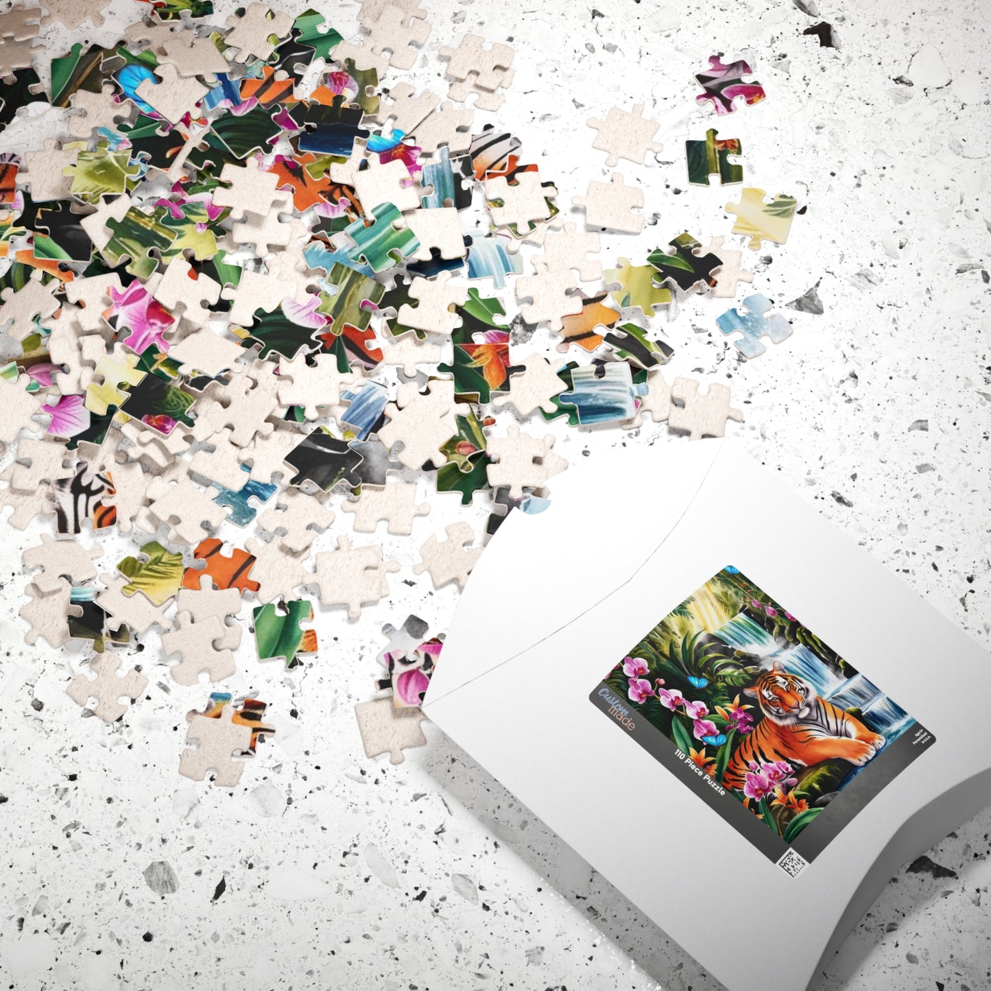 Puzzle, Tiger and Waterfall Scene, Jungle Wildlife Jigsaw, 110-1014 Piece, Relaxing Wildlife Puzzle, Family Fun Activity, Nature Lover Gift Puzzle The Puzzle Chest