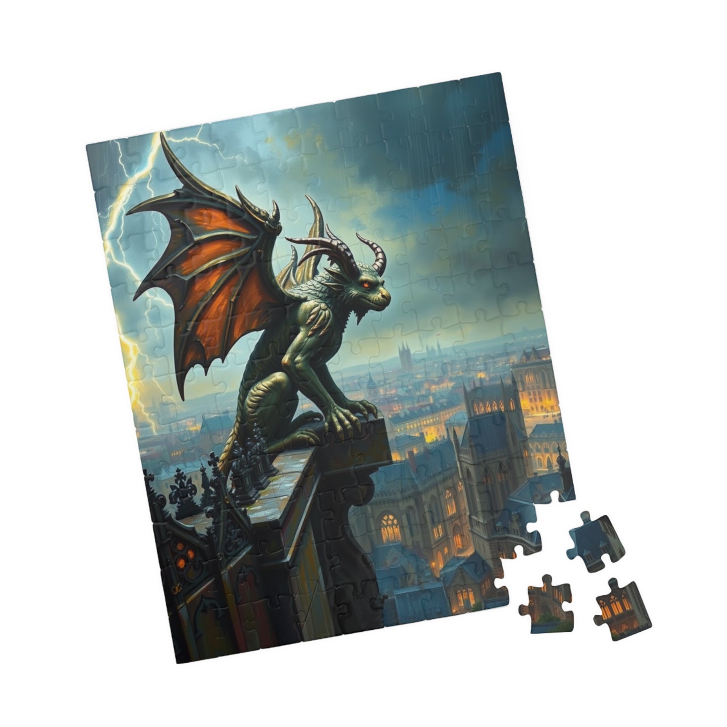 Mythical Creature Jigsaw Puzzle - Gothic Gargoyle Design, Fantasy Home Decor, Gift for Puzzle Lovers, Halloween Activities Brain Teaser Puzzle The Puzzle Chest