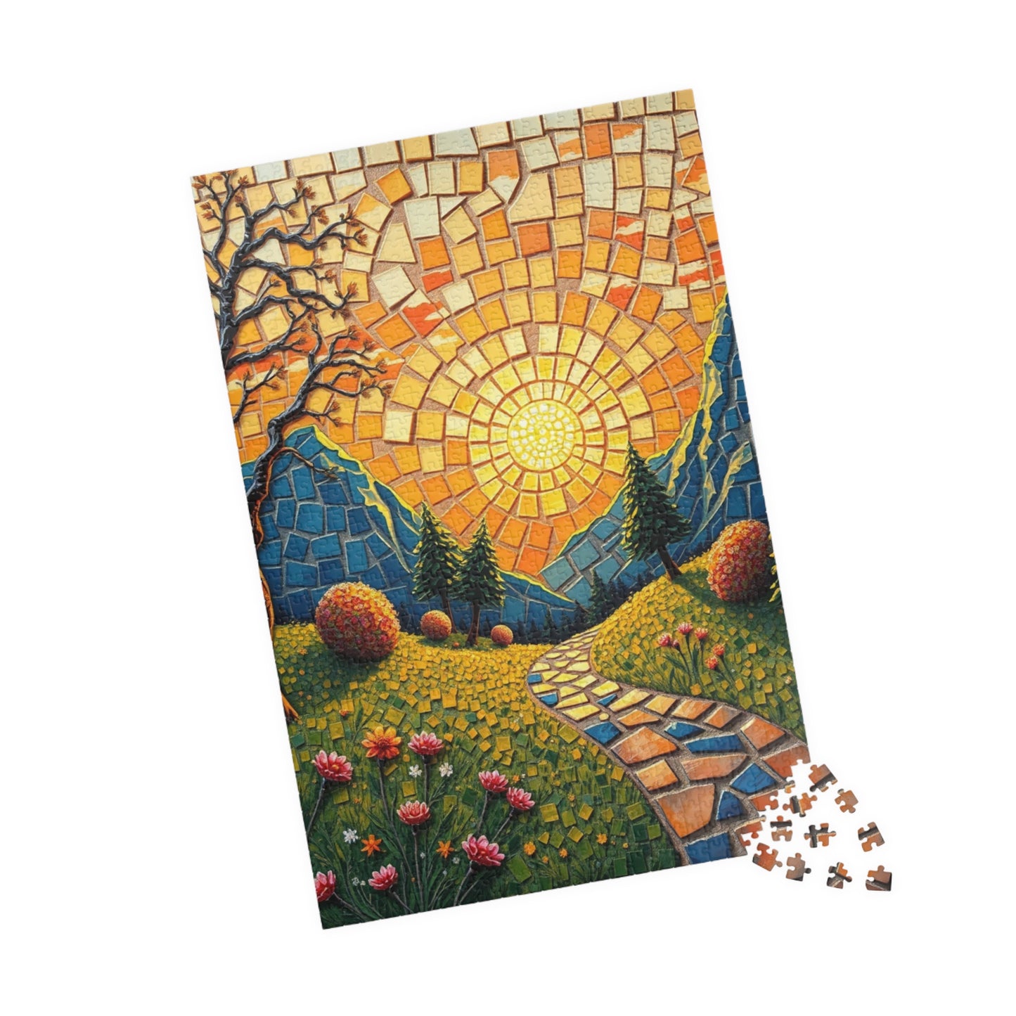 Vibrant Mosaic Landscape Puzzle, 110 to 1014 pieces, Colorful Nature Artwork, Fun Family Activity, Cozy Night In, Gift Idea, DIY Project Puzzle The Puzzle Chest