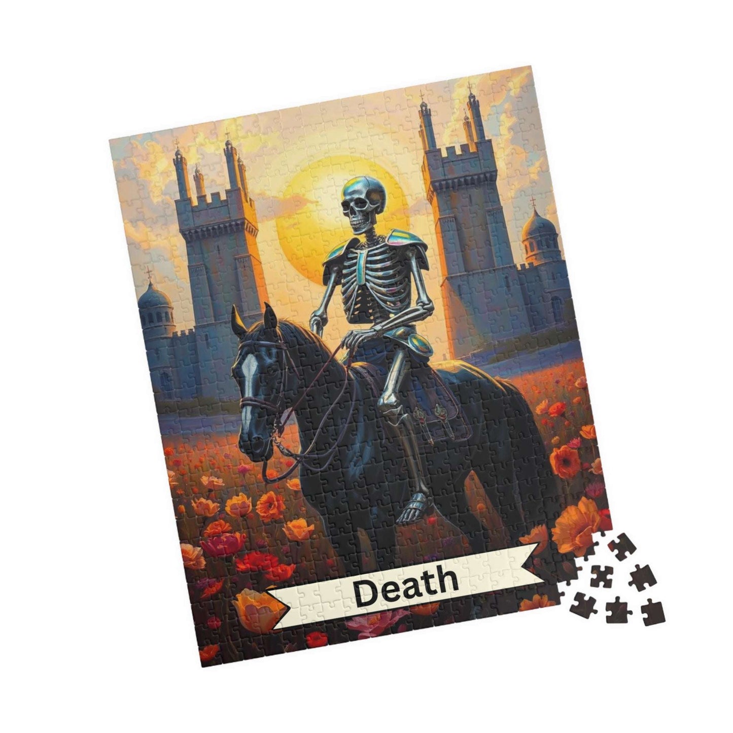 Skeleton Horse Jigsaw Puzzle - Death Tarot Style, Gift for Halloween, Puzzle for Adult, Solo Fun Family Activity, Indoor Quiet Leisure Puzzle The Puzzle Chest