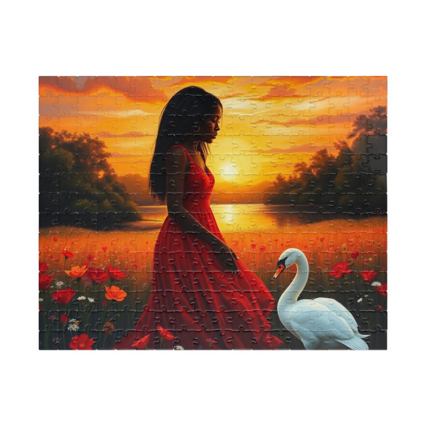 Serene Sunset Puzzle - Black Woman Art Jigsaw Game, Creative Activity, Nature Enthusiast Gift for Friend, Family Fun, Mindful Activity 252 pcs (Horizontal) Puzzle The Puzzle Chest