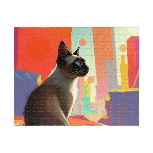 Colorful Cat Art Puzzle, Fun Family Activity, Unique Gift for Cat Lovers, 110, 252, 520, 1014-piece Options, Home Decor 252 pcs (Horizontal) Puzzle The Puzzle Chest