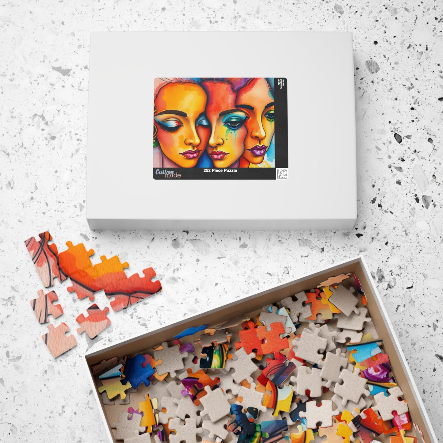 Blended Faces Abstract Jigsaw Puzzle (110-1014 Piece), Surreal Overlapping Watercolor Faces, Quiet Time Activity, Puzzle Lover Unique Gift Puzzle The Puzzle Chest