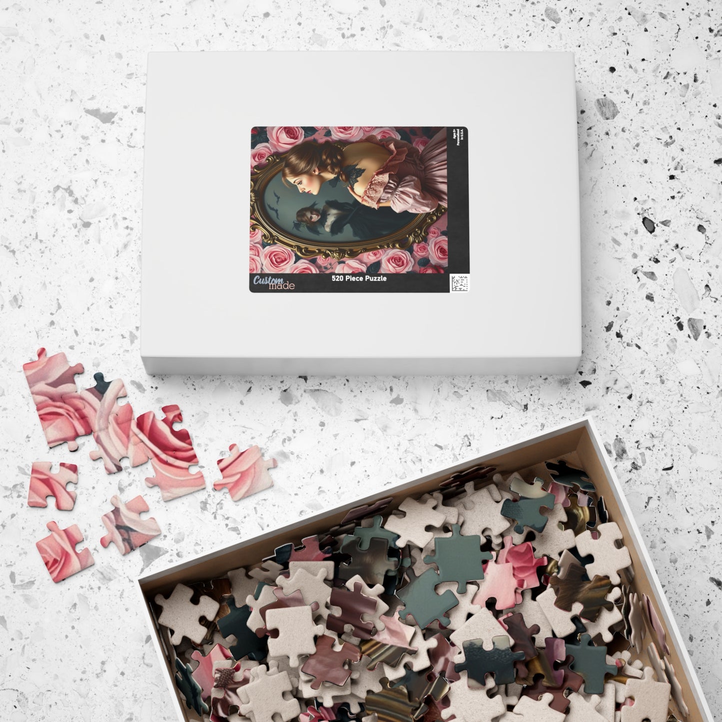 Dark Romance Gothic Puzzle, Victorian Woman and Floral Mirror Transformation Scene, Fantasy Fairytale Jigsaw Game for Adults, Unique Gift Puzzle The Puzzle Chest