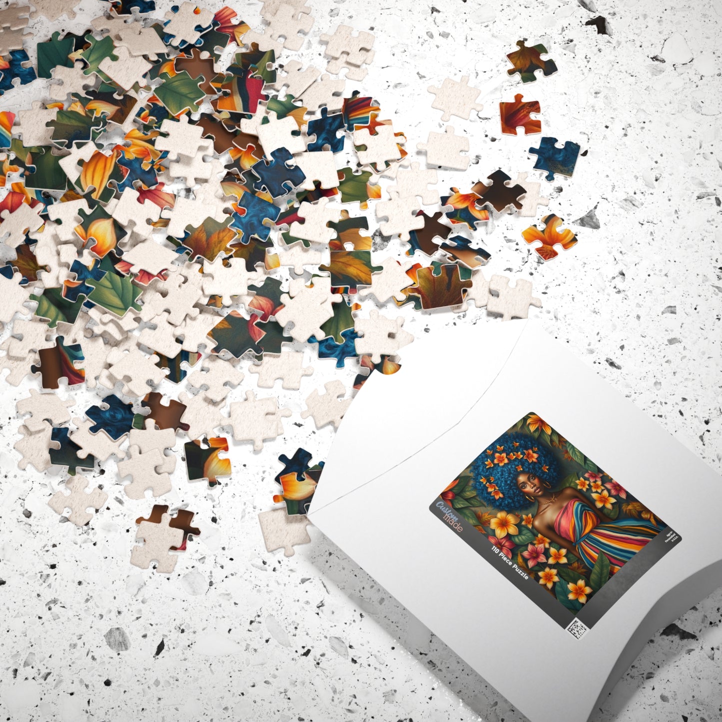 Vibrant Floral Black Art Puzzle, African American Woman Jigsaw Game, Afrocentric Gift for Puzzle Lover, Mindfulness Activity, Brain Teaser Puzzle The Puzzle Chest