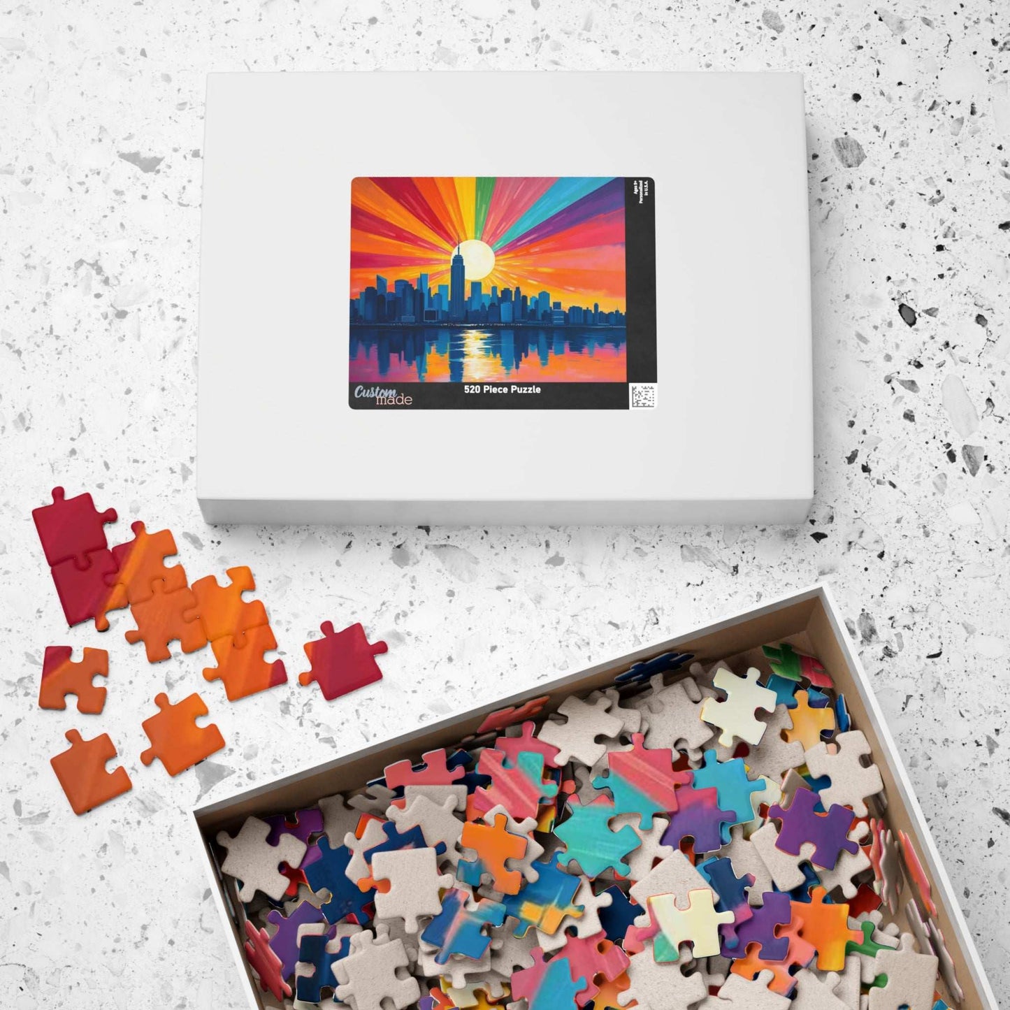 Radiant Horizon Jigsaw Puzzle, Rainbow Pride Puzzle, Colorful City Sunset Puzzle, Pride Month Gift for Friend, Solo Fun or Family Activity Puzzle The Puzzle Chest