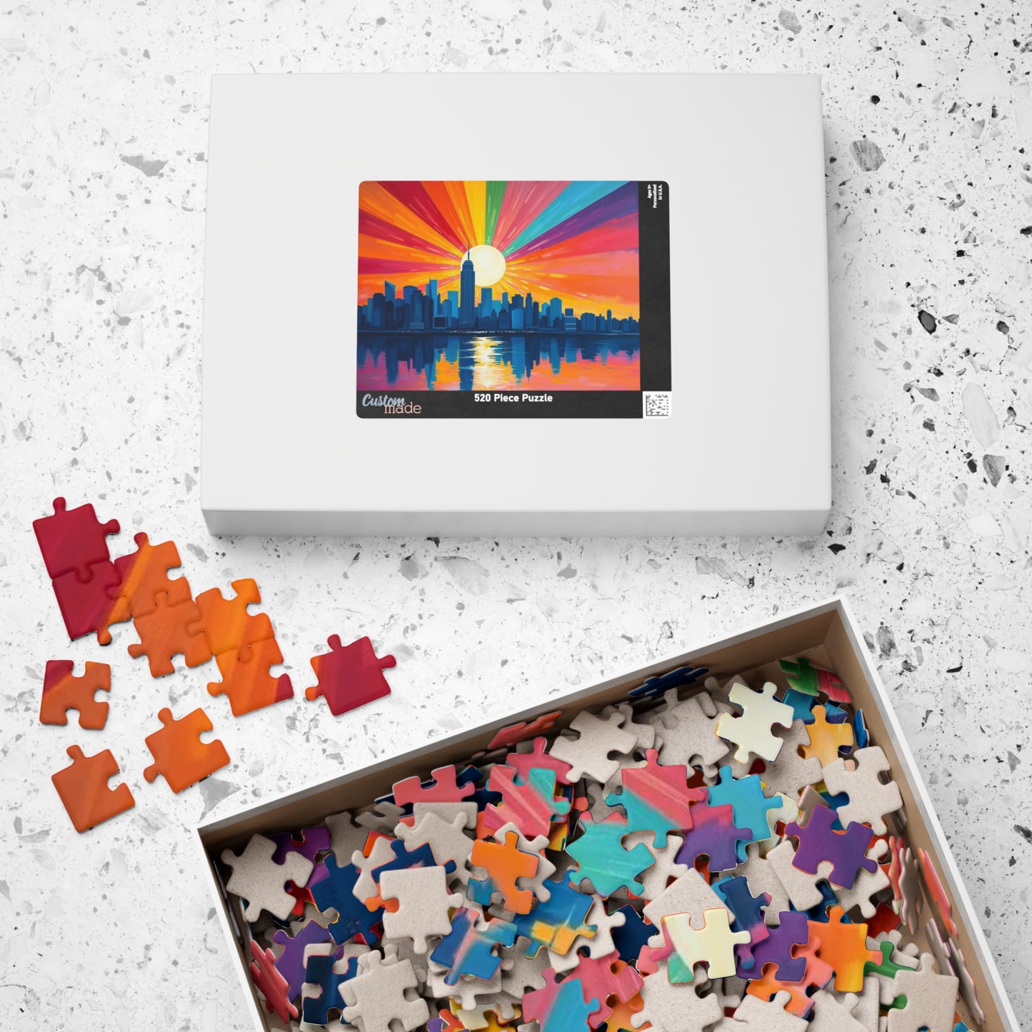 Radiant Horizon Jigsaw Puzzle, Rainbow Pride Puzzle, Colorful City Sunset Puzzle, Pride Month Gift for Friend, Solo Fun or Family Activity Puzzle The Puzzle Chest