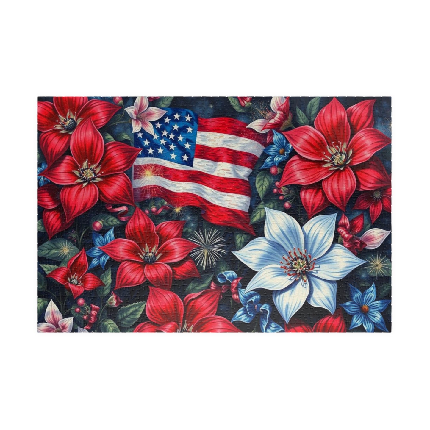 Garden of Liberty Jigsaw Puzzle, American Flag Patriotic Floral Game 110, 252, 520, 1014-piece, Family Game Night, Independence Gift for Him