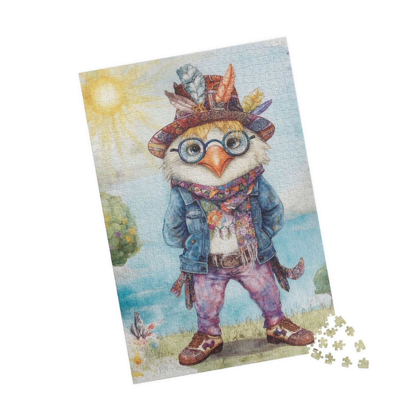 Chicken Hippie Jigsaw Puzzle - Bird Puzzle for Solo Fun, Family Activity, Friend Game Night, Holiday Birthday Gift for Animal Lover Puzzle The Puzzle Chest