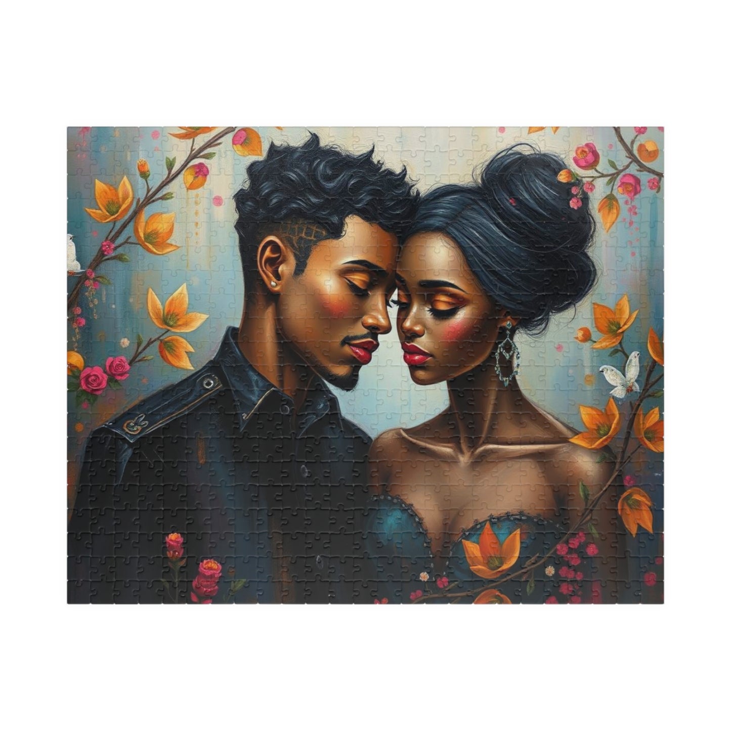 African American Couple Embracing Jigsaw Puzzle, Afrocentric Puzzle Lover Gift Best for Friends, Fun Family Game Night, Creative Hobby, Brain Teaser 520 pcs (Horizontal) Puzzle The Puzzle Chest