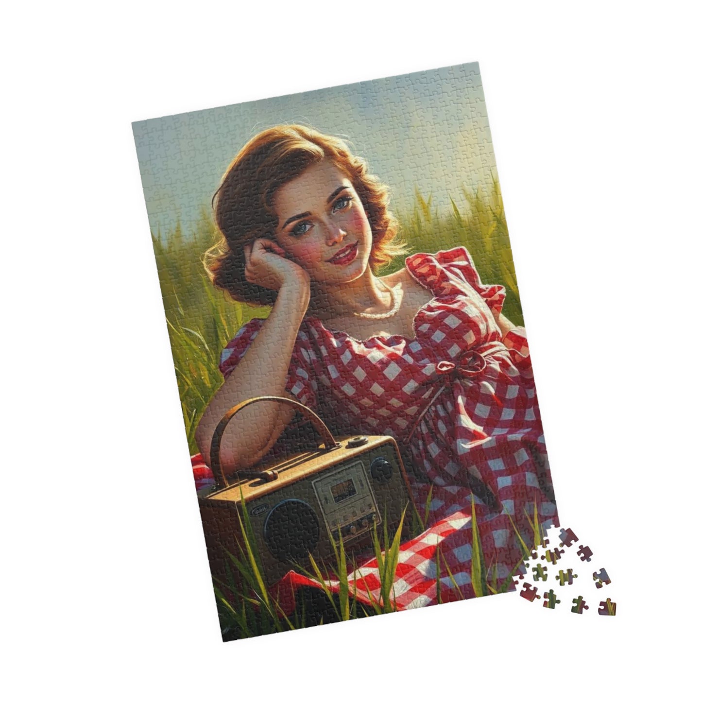 Retro Picnic Puzzle with Vintage Radio Design, Jigsaw for Family Game Night Home Entertainment, Creative Gift Idea, Mindful Brain Teaser Puzzle The Puzzle Chest