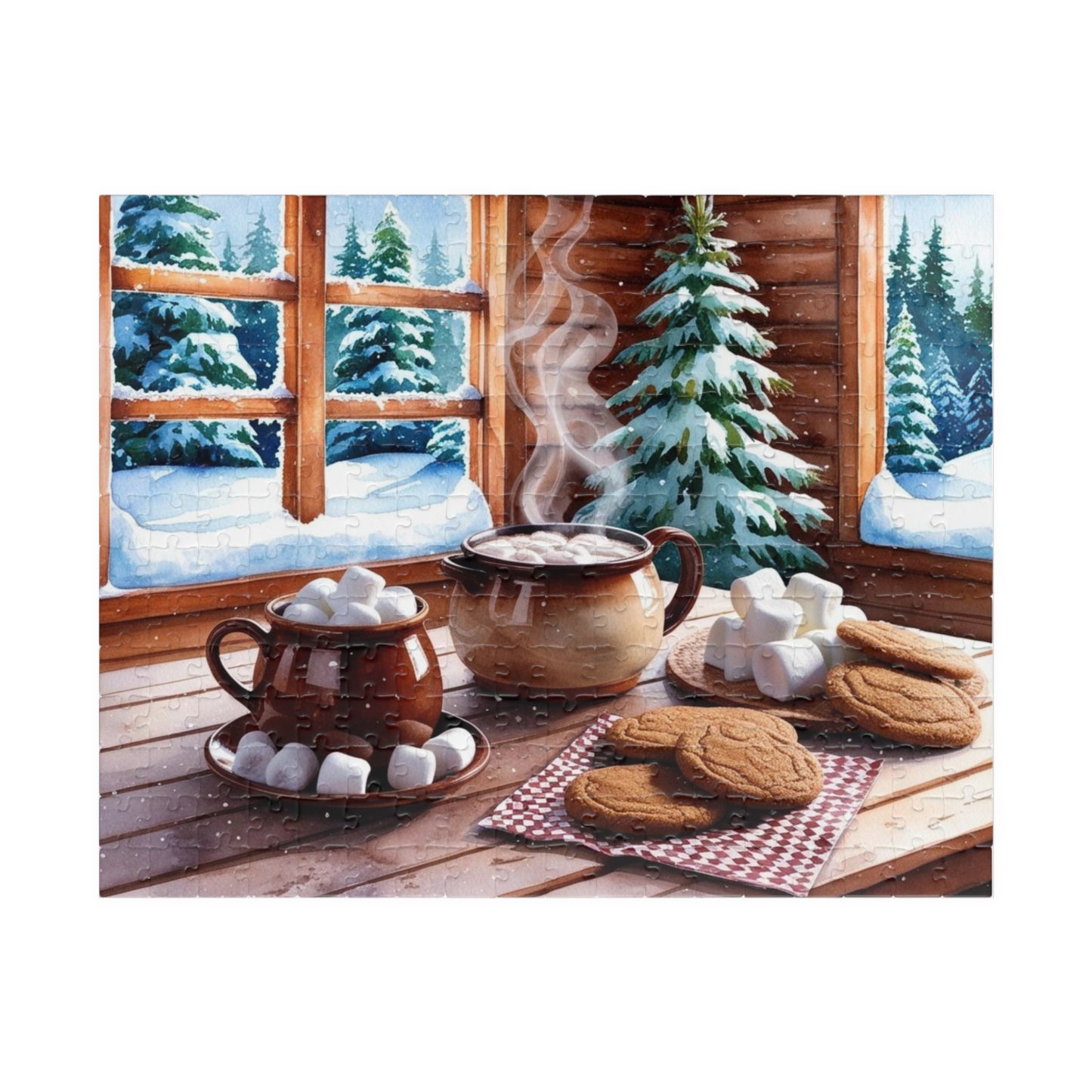 Cozy Cabin Kitchen Jigsaw Puzzle - Snowy Forest Winter Scene, Puzzle Lover Gift for Friends, Solo Fun or Family Activity 252 pcs (Horizontal) Puzzle The Puzzle Chest