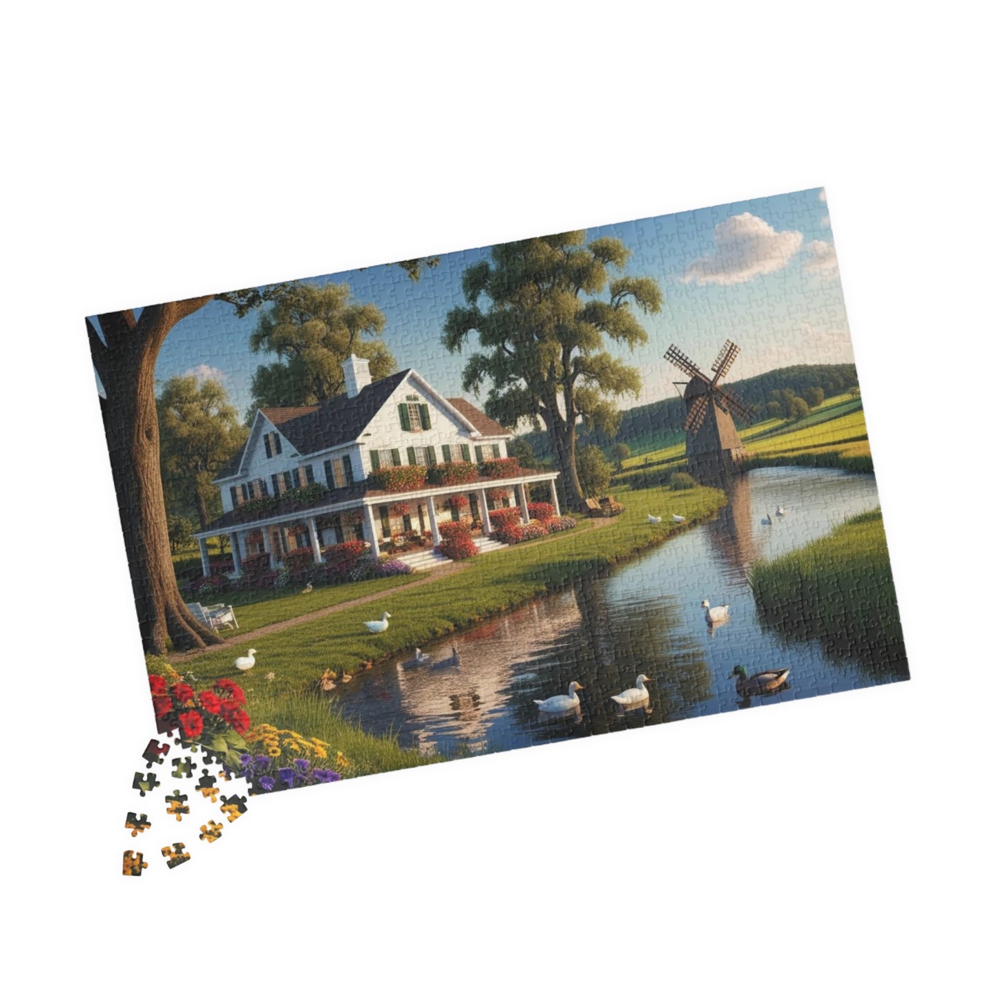 Quiet Farmstead Landscape Puzzle, Charming Summer Countryside Jigsaw Game for Family and Friends, Gift for Holidays Puzzle The Puzzle Chest