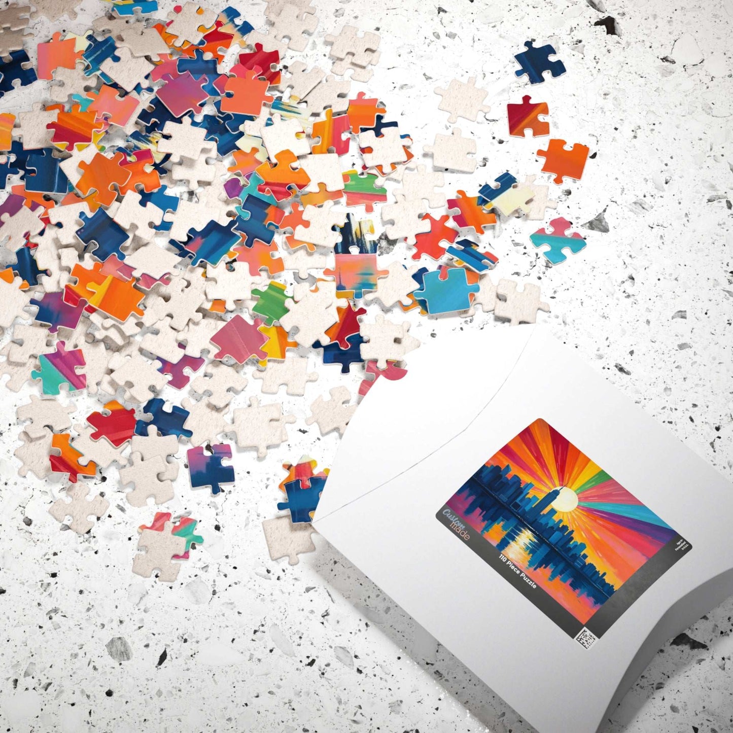 Radiant Horizon Jigsaw Puzzle, Rainbow Pride Puzzle, Colorful City Sunset Puzzle, Pride Month Gift for Friend, Solo Fun or Family Activity Puzzle The Puzzle Chest