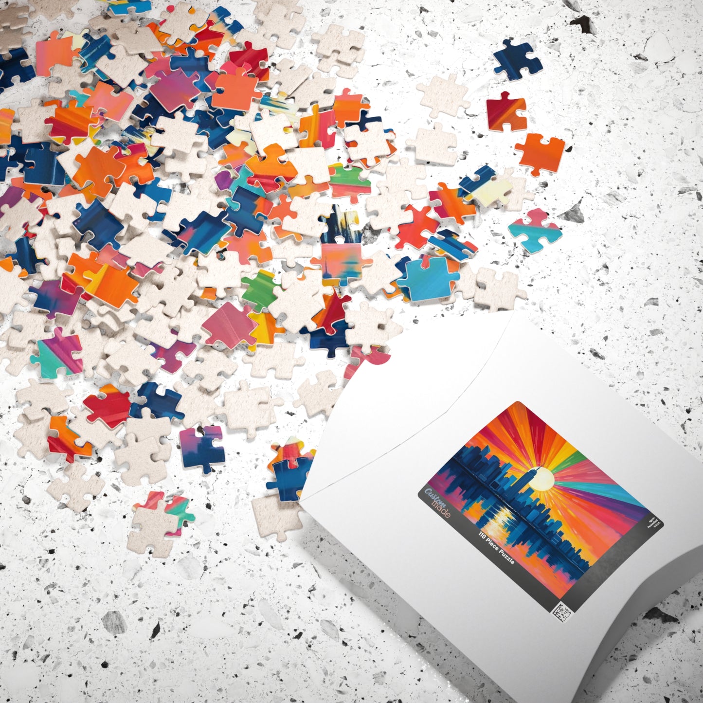 Radiant Horizon Jigsaw Puzzle, Rainbow Pride Puzzle, Colorful City Sunset Puzzle, Pride Month Gift for Friend, Solo Fun or Family Activity Puzzle The Puzzle Chest