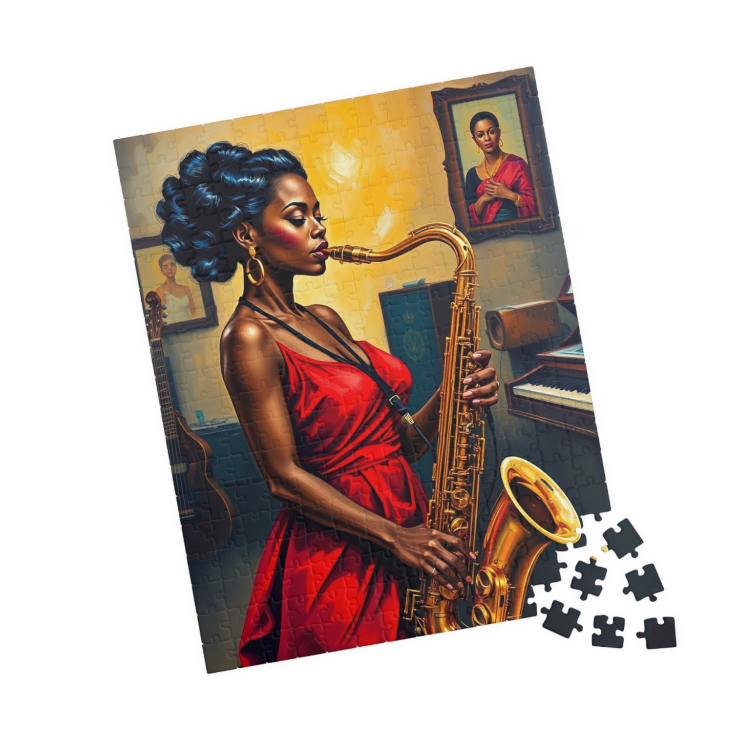 Elegant Jazz Woman Jigsaw Puzzle | 110, 252, 520, 1014-piece African American Woman | Art Lovers Gift, Music Theme Home Activity, Solo Fun Puzzle The Puzzle Chest