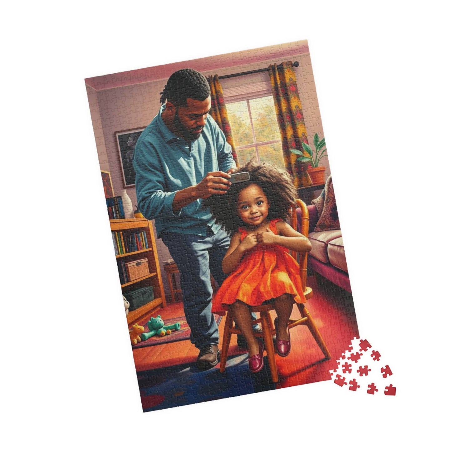Father-Daughter Jigsaw Puzzle, Black Man Art, Afrocentric Holiday Birthday Gift for Parents, Family Bonding Indoor Activity, Educational Fun 1014 pcs (Vertical) Puzzle The Puzzle Chest