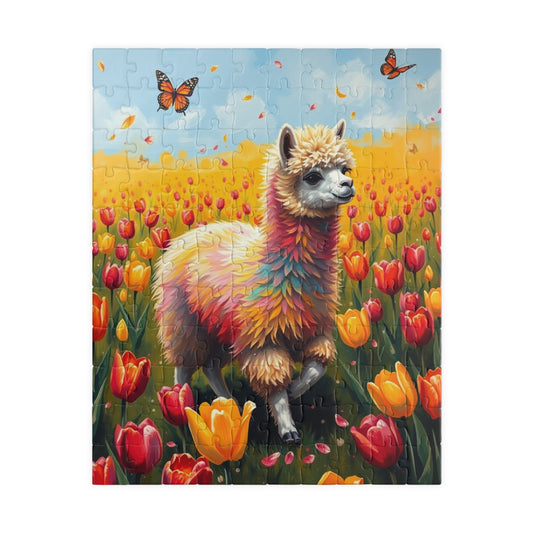 Colorful Llama Jigsaw Puzzle, Flower Nature Theme Adult Game, Fun Family Activity, Ideal Animal Lover Gift, Home Entertainment Mindful Hobby 110 pcs (Vertical) Puzzle The Puzzle Chest