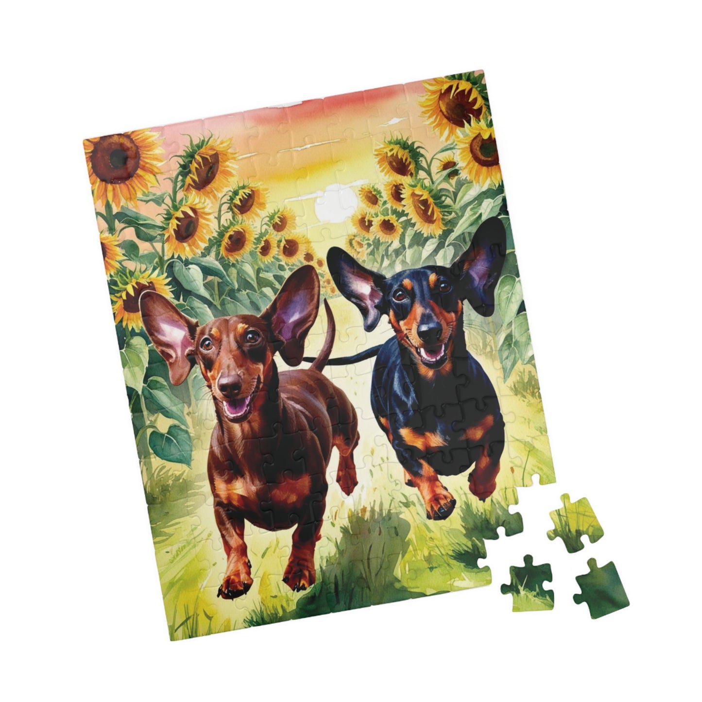 Dachshunds Puzzle, Sunflower Dog Race Jigsaw Puzzle, Brain Teaser Game, Family Activity, Relaxing Hobby, Animal Lover Gift, Mindfulness Puzzle The Puzzle Chest
