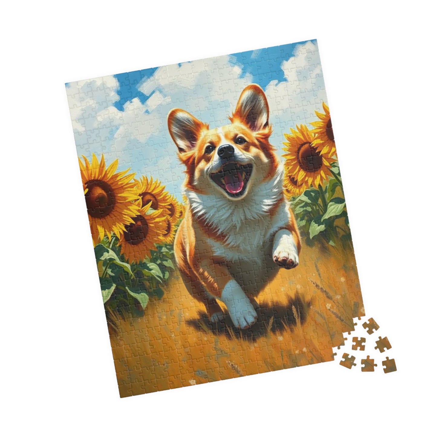 Corgi Running Through Sunflowers Puzzle, 110-1014 Piece Jigsaw, Pet Lover Gift, Cute Animal Decor, Family Activity, Dog Lover Fun Puzzle The Puzzle Chest