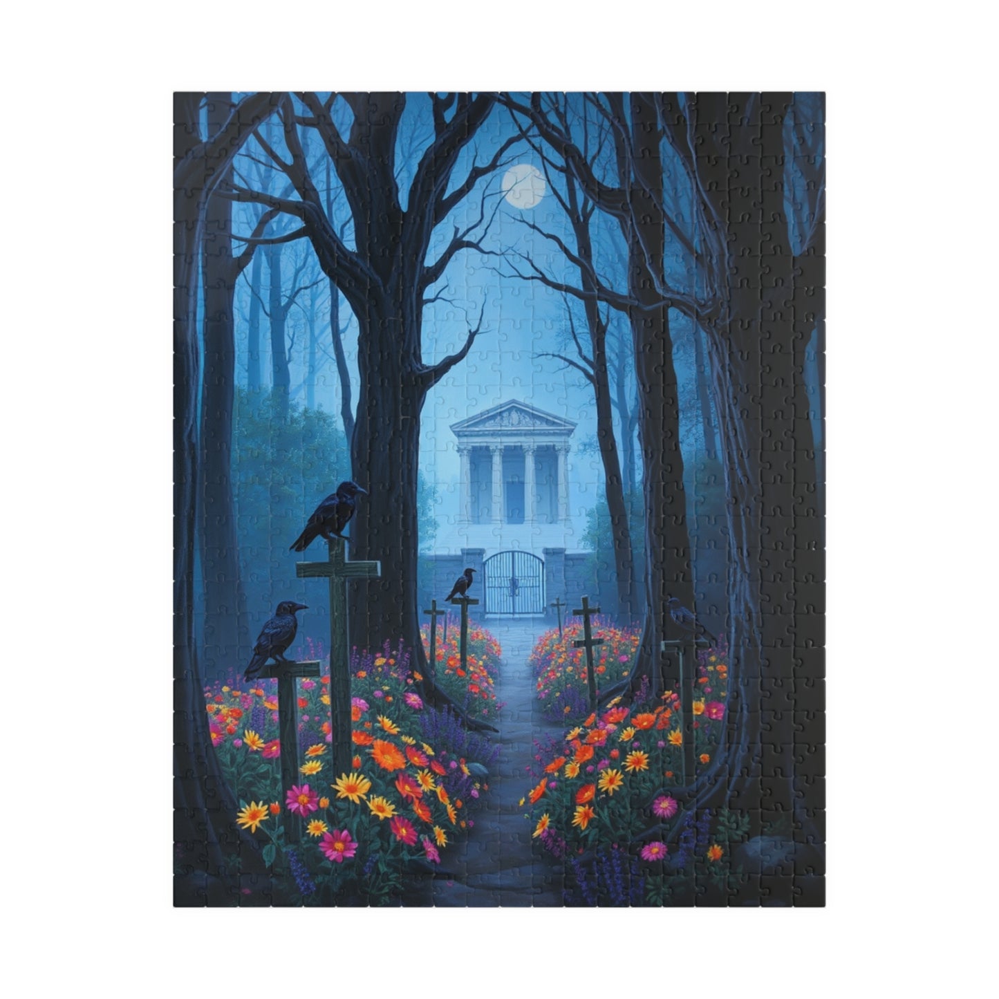 Mystical Graveyard Puzzle - 110, 252, 520, 1014-piece, Halloween Decor, Gothic Art, Relaxing Activity, Gift for Puzzle Lovers, Home Decor 520 pcs (Vertical) Puzzle The Puzzle Chest
