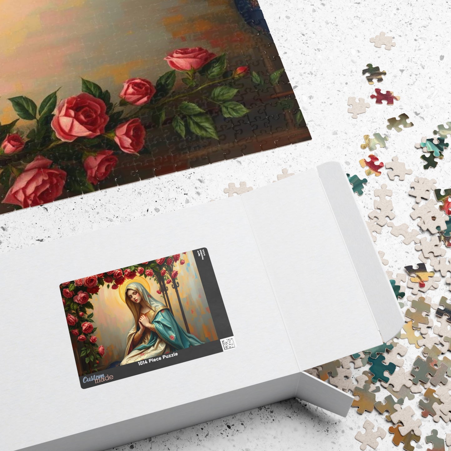 Floral Virgin Mary Jigsaw Puzzle - 110/252/520/1014 pieces, Art Puzzle, Religious Gift, Home Decor, Family Activity, Gift for Holidays Puzzle The Puzzle Chest