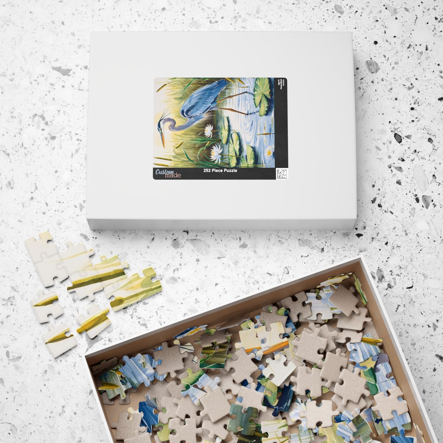 Jigsaw Puzzle, Animal Bird Puzzle, Heron Reflection, Shimmering Evening Light, Relaxing Activity, Mindfulness Game, Family Entertainment Puzzle The Puzzle Chest