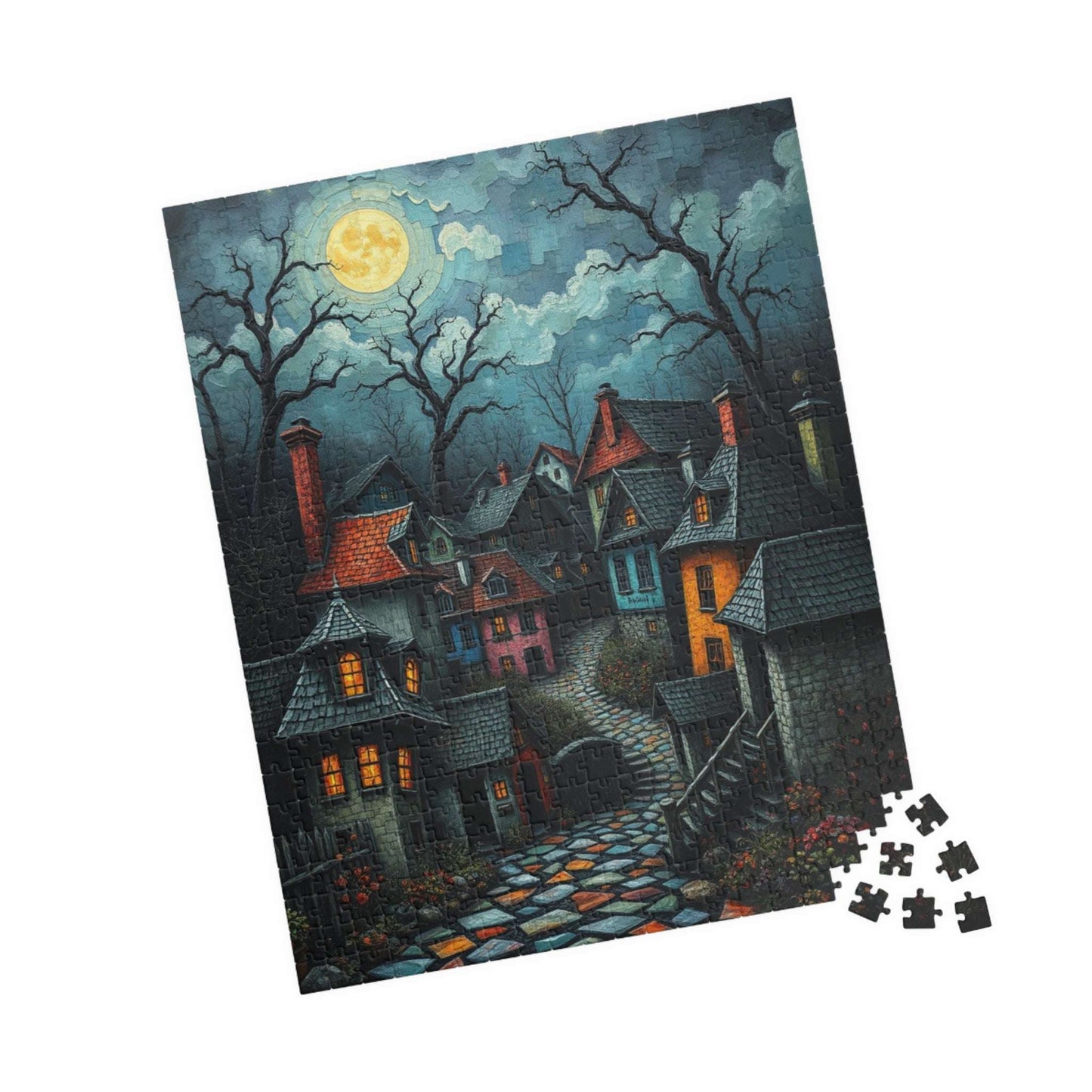 Mystical Night Village Puzzle: Enchanting Town Jigsaw Game Puzzle The Puzzle Chest