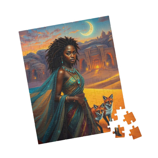 Starlit Desert Princess Puzzle - African American Woman Celestial Skies Jigsaw, Black Art, Afrocentric Artwork 110 pcs (Vertical) Puzzle The Puzzle Chest