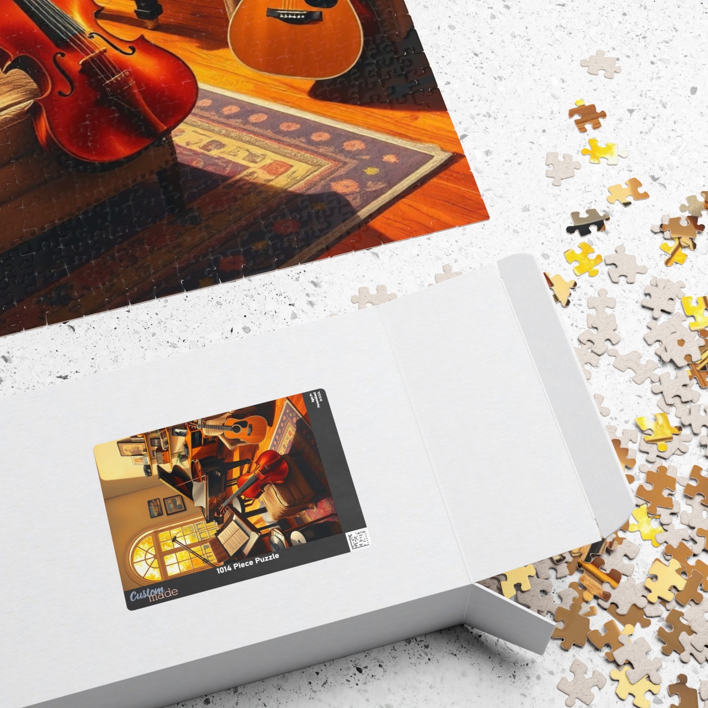 Music Room Puzzle, Grand Piano Violin Guitar and Record Player, Cozy Artistic Studio Musical Retreat Adult Jigsaw Game, Puzzle Lover Gift