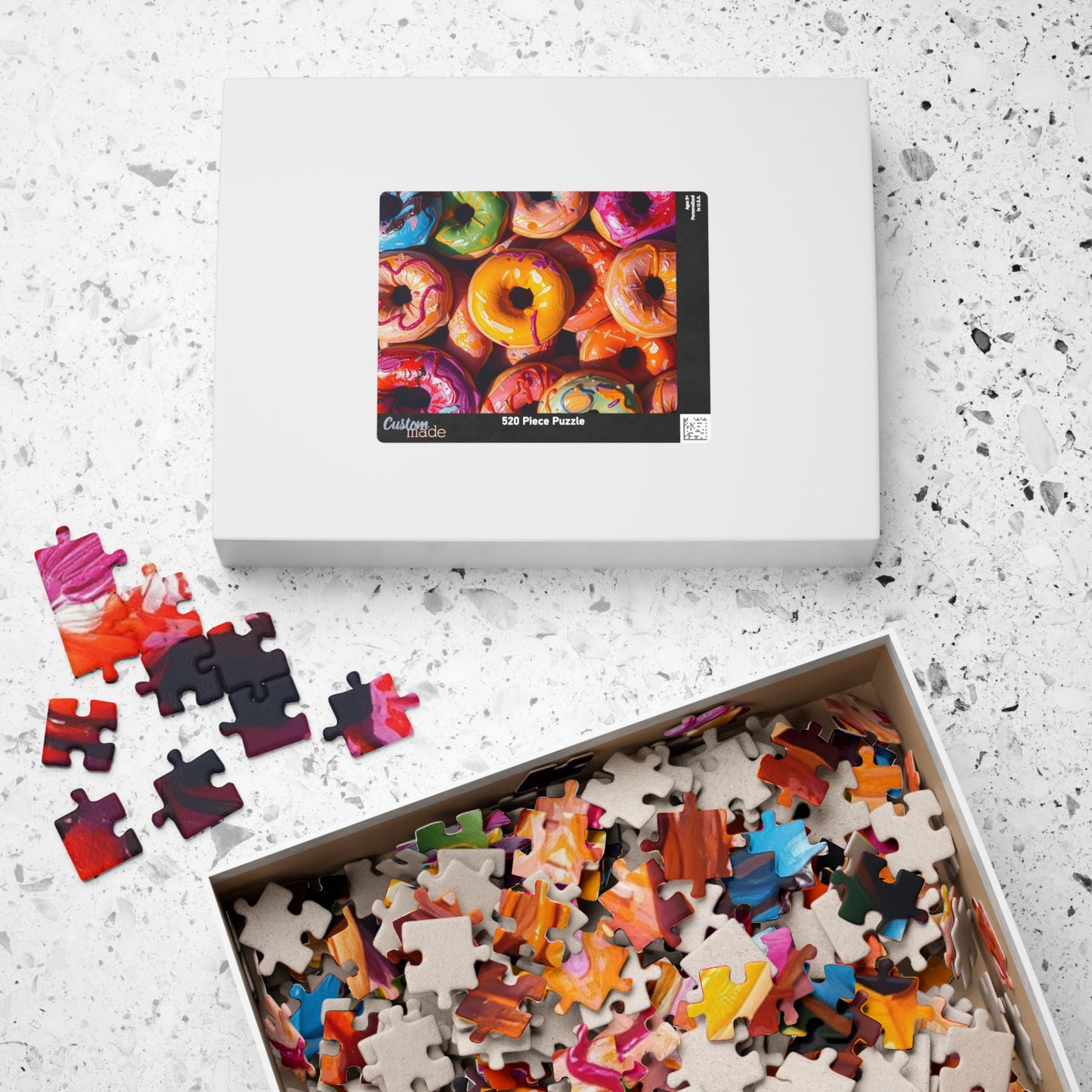 Chaotic Donuts Puzzle, Vibrant Sweets-Themed Jigsaw, Bright and Colorful Food Collage, Family Activity, Quiet Pastime, Foodie Puzzle Lover Puzzle The Puzzle Chest