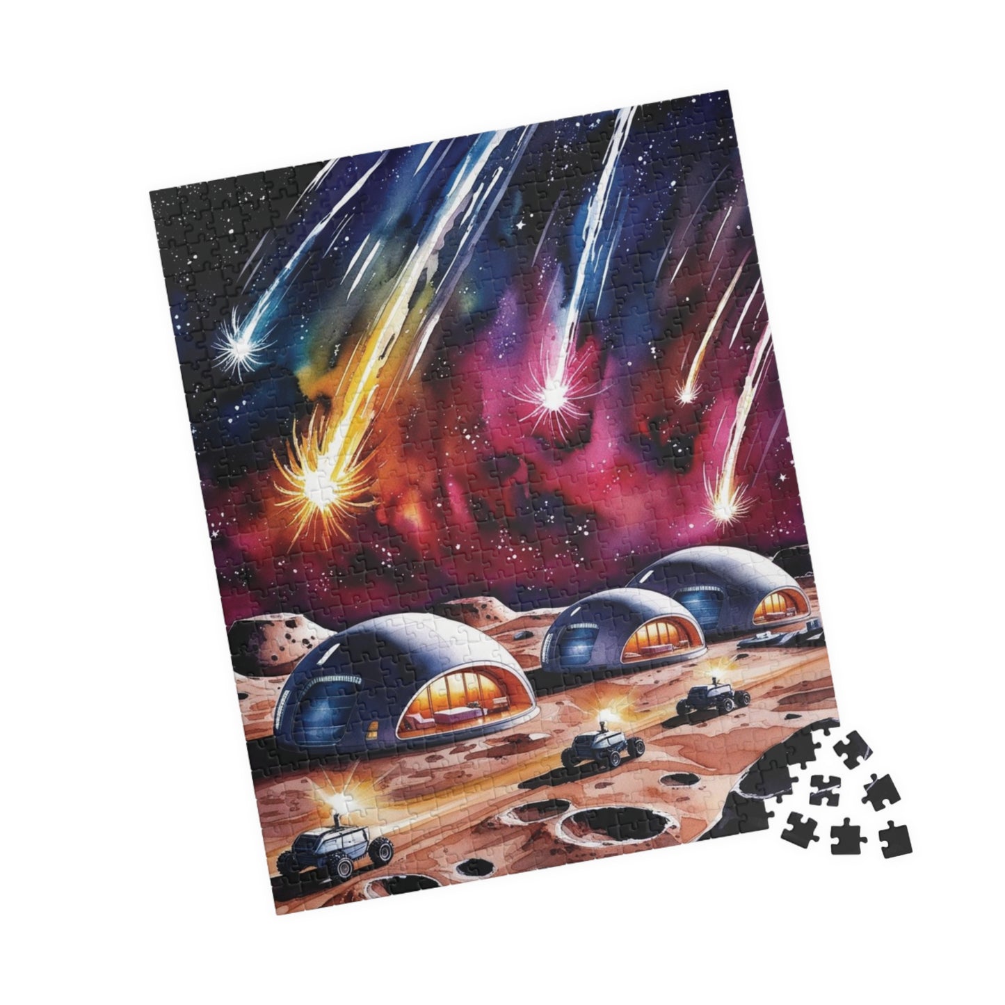 Space Jigsaw Puzzle, Meteor Shower Moon Base Puzzle, Futuristic Space Domes, Family Activity Game Night, Astronomy Puzzle, Educational Puzzle The Puzzle Chest