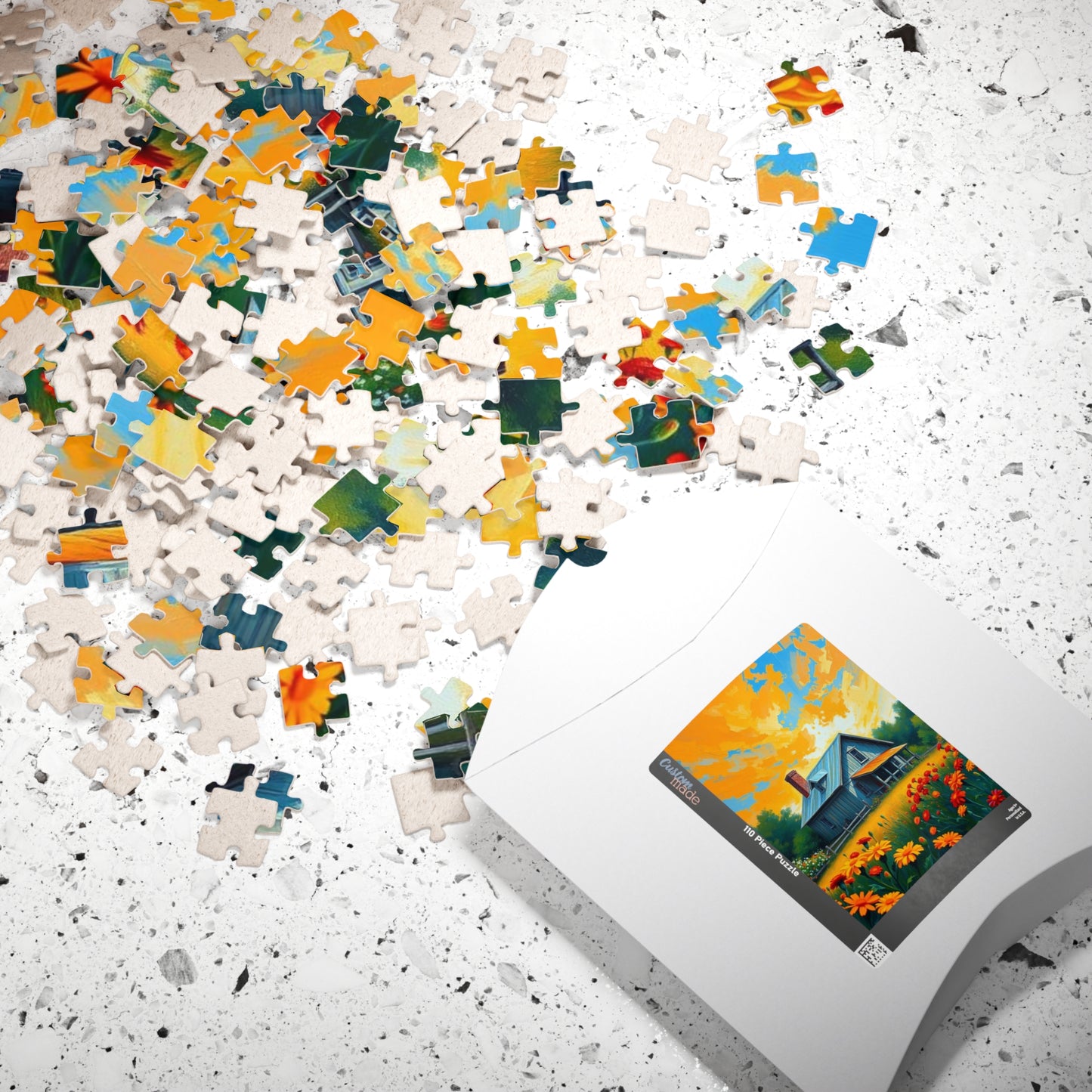 Sunset Bloom Farmhouse Puzzle – 1000 Piece Jigsaw, Rustic House and Garden Scene, Summer Puzzle for Adults, Country Home Decor Gift Idea Puzzle The Puzzle Chest
