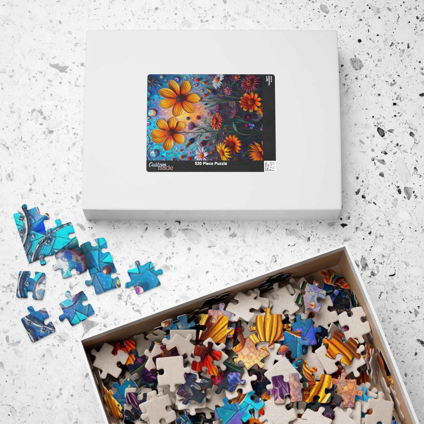 Colorful Floral Mosaic Puzzle - 110, 252, 520, 1014-piece | Flower Lover Gift, Family Bonding Activity, Puzzle Game Night, Frameable Art Puzzle The Puzzle Chest
