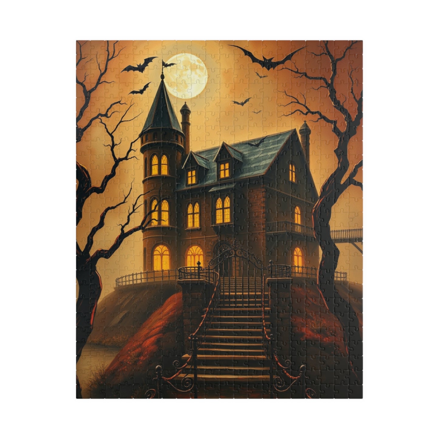 Spooky Haunted House Puzzle, Halloween Design, Family Game Night or Solo Fun, Perfect Gift for Puzzle Lover, 110 252 520 1014-piece, Mindful 520 pcs (Vertical) Puzzle The Puzzle Chest