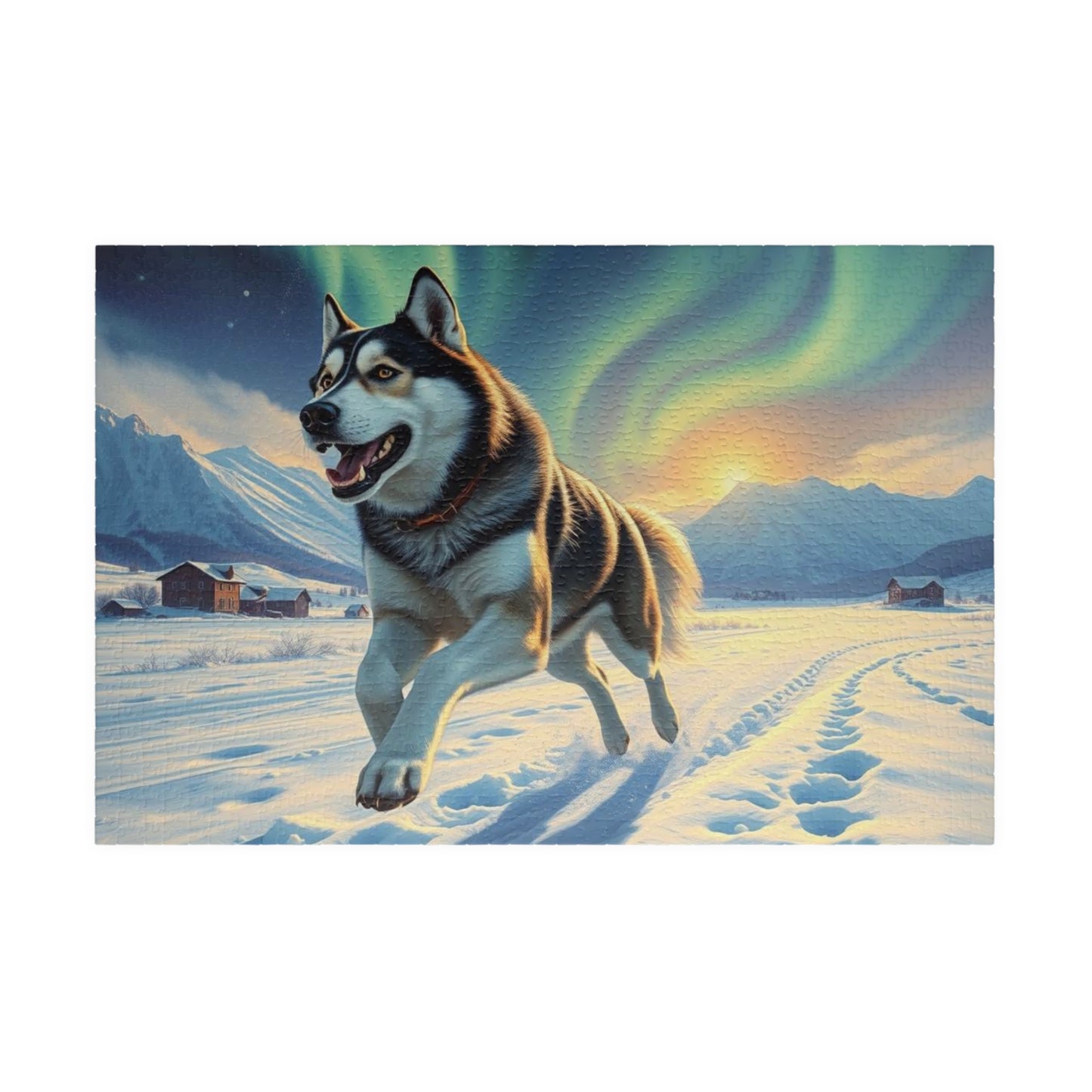 Siberian Husky Jigsaw Puzzle, Stunning Dog Artwork, Friend Gift for Animal Lover, Family Game Night, Home Entertainment Cozy Winter Activity 1014 pcs (Horizontal) Puzzle The Puzzle Chest