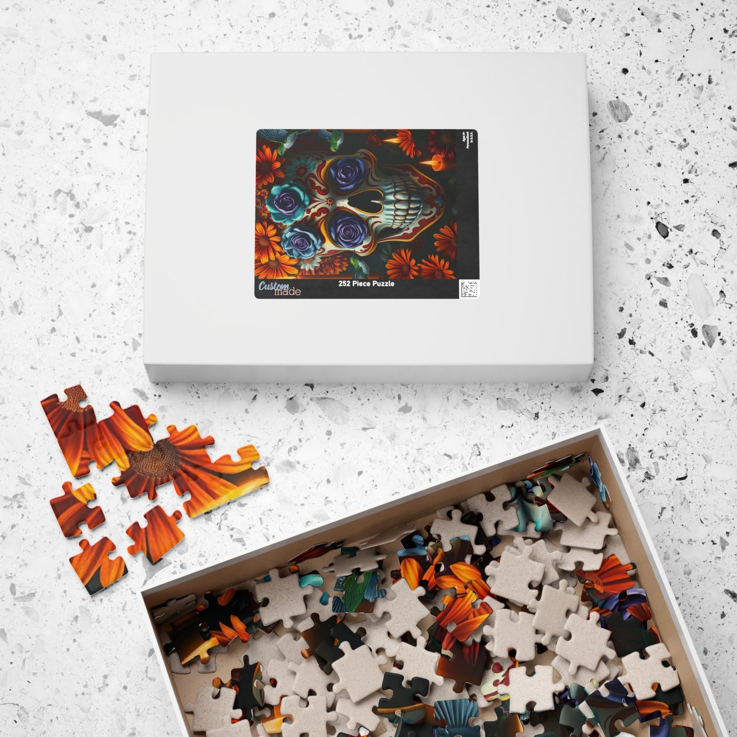 Colorful Skull Puzzle | Day of the Dead Jigsaw Game for Adults, Gift for Puzzle and Gothic Art Lovers, Mental Exercise, Fun Solo Activity Puzzle The Puzzle Chest