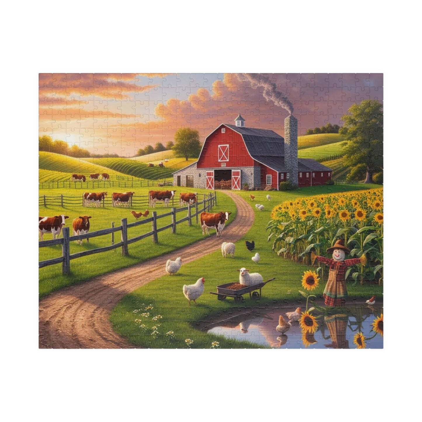 Serene Countryside Farm Puzzle, Family Fun Activity, Relaxing Gift for Puzzle Lovers, Cozy Fall Home Decor, Farmhouse Theme, Leisure Time 520 pcs (Horizontal) Puzzle The Puzzle Chest