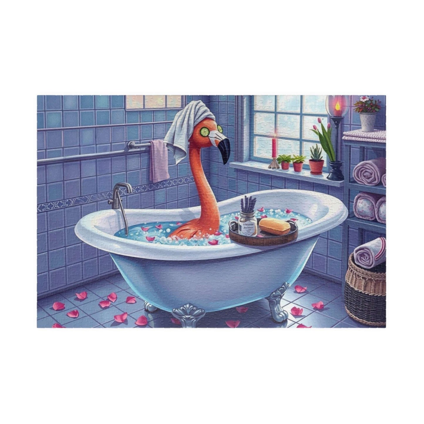 Flamingo in Bubble Bath - Fun and Whimsical Spa Puzzle, Unique Gift for Friends, Perfect for Family Fun, Birthday, or Spa Day Gathering