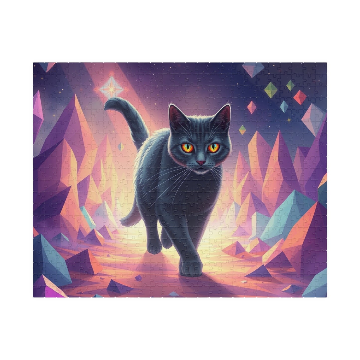 Mystical Cat Puzzle, Colorful Cat Jigsaw, Cat Lover Gift, Unique Home Decor, Family Game Night 520 pcs (Horizontal) Puzzle The Puzzle Chest