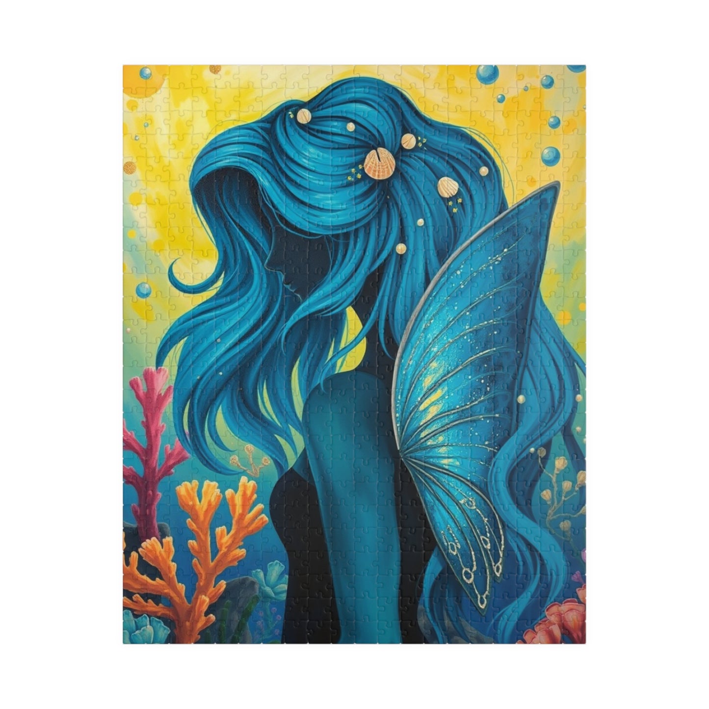 Sea Fairy Jigsaw Puzzle, Mermaid Silhouette Art Underwater Scene, Gift for Her Stress Relief Activity, Mind Challenge, Relaxation Gift 520 pcs (Vertical) Puzzle The Puzzle Chest