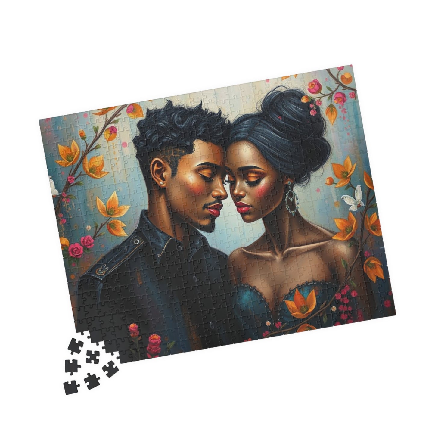African American Couple Embracing Jigsaw Puzzle, Afrocentric Puzzle Lover Gift Best for Friends, Fun Family Game Night, Creative Hobby, Brain Teaser Puzzle The Puzzle Chest