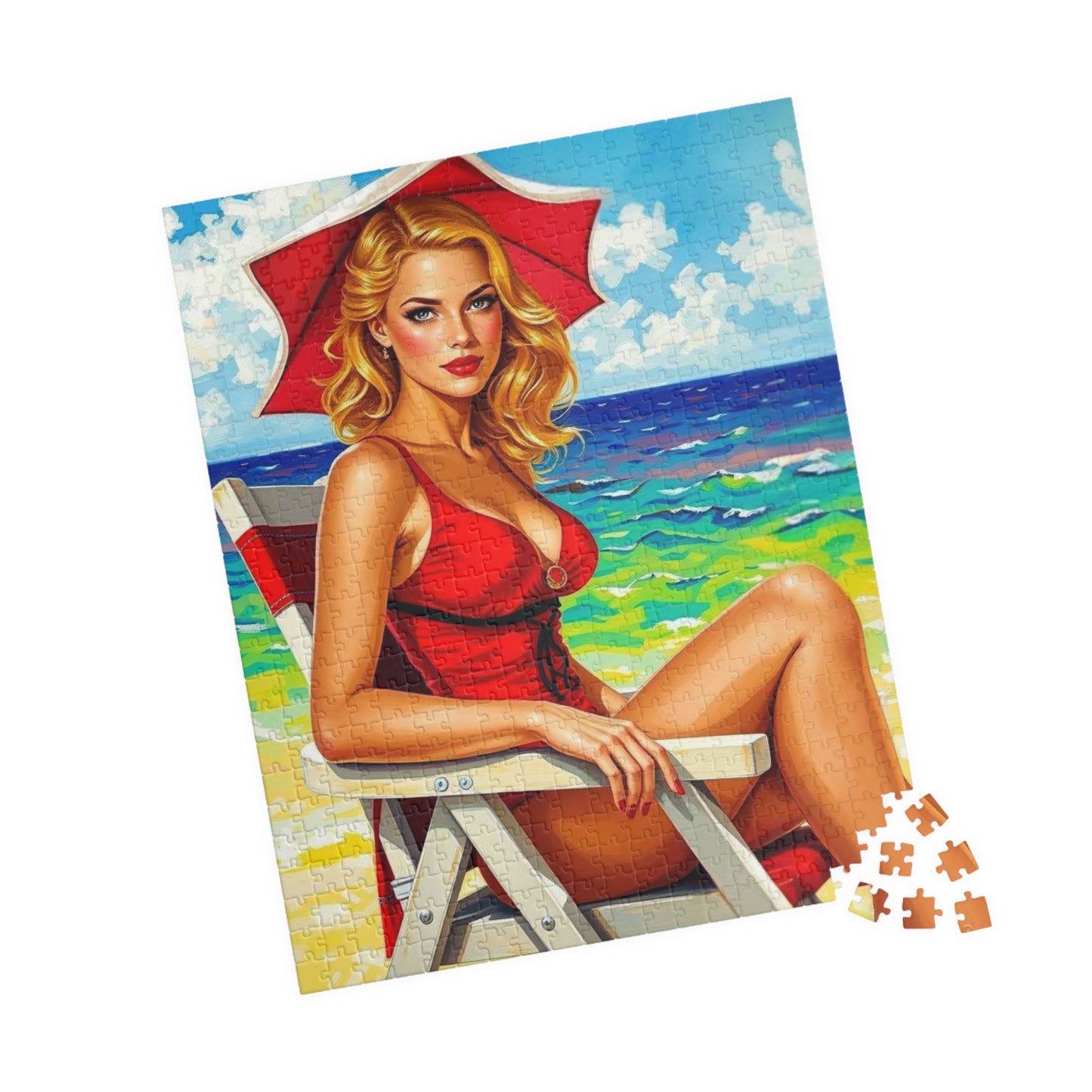 Retro Beach Scene Puzzle, Vintage Art Puzzle for Adults, 110-1014-Piece, Fun Family Activity, Gift for Puzzle Lovers, Summer Vibes, Home The Puzzle Chest