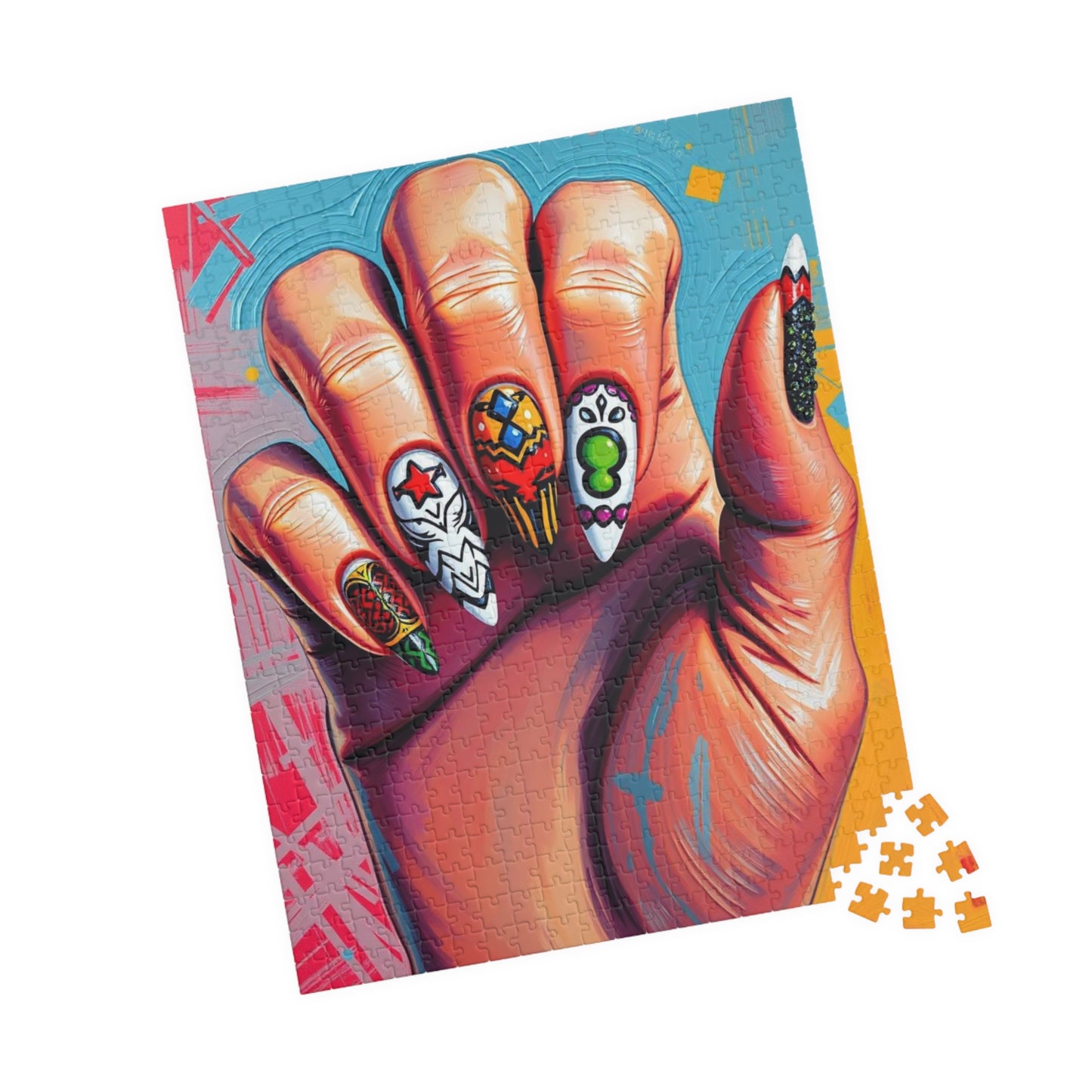 Artistic Nail Design Puzzle, Fun Family Activity, Unique Gift, Nail Art Enthusiasts, Creative Home Decor, 110-1014 Pieces Puzzle The Puzzle Chest