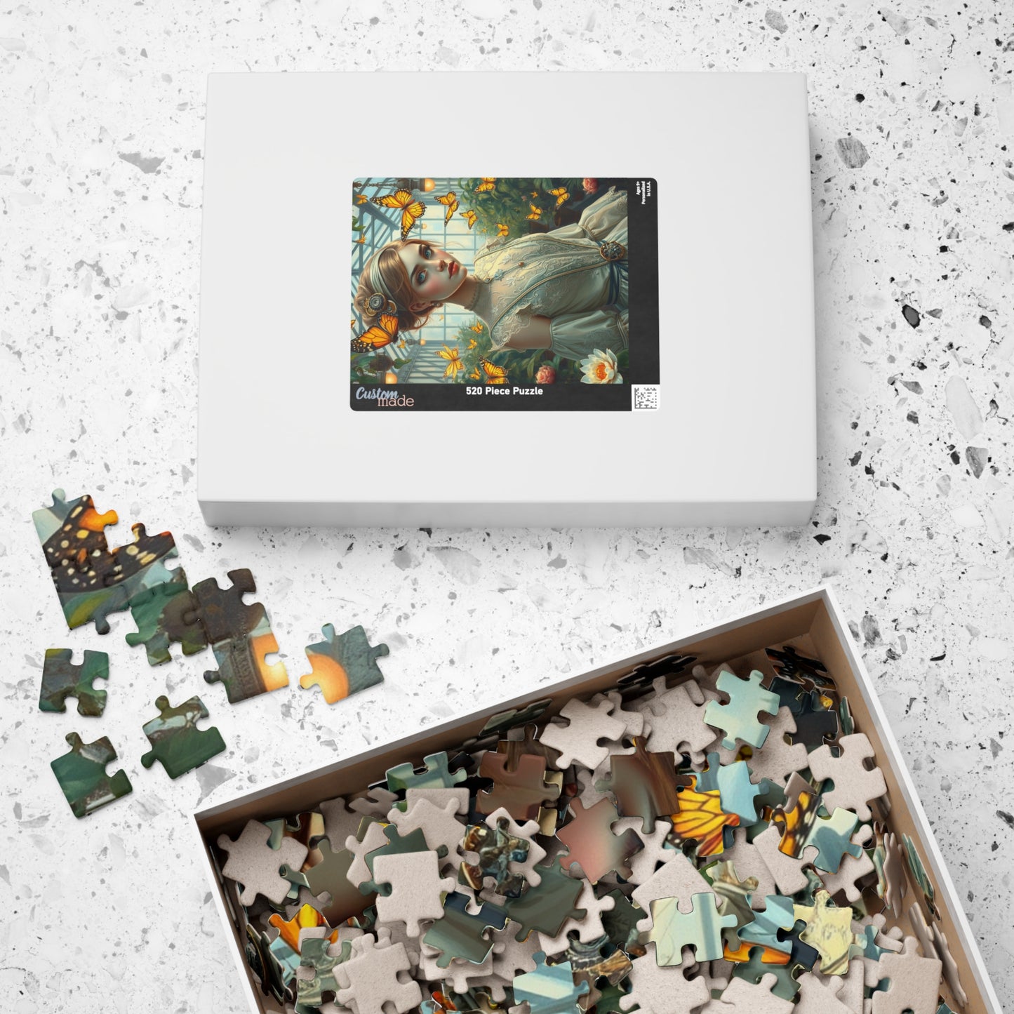 Steampunk Jigsaw Puzzle - Mechanical Butterfly and Woman in Greenhouse, 110 252 520 1014-Piece, Fun Family Activity, Unique Puzzle Lover Gift Puzzle The Puzzle Chest