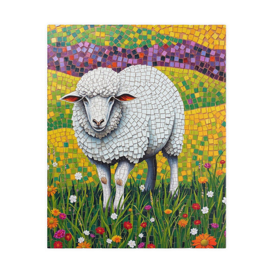 Mosaic Sheep Puzzle, Lamb Grazing in Colorful Flower Meadow, 110-1014-piece Animal Themed Jigsaw Game, Relaxing Hobby, Mindfulness Activity 110 pcs (Vertical) Puzzle The Puzzle Chest