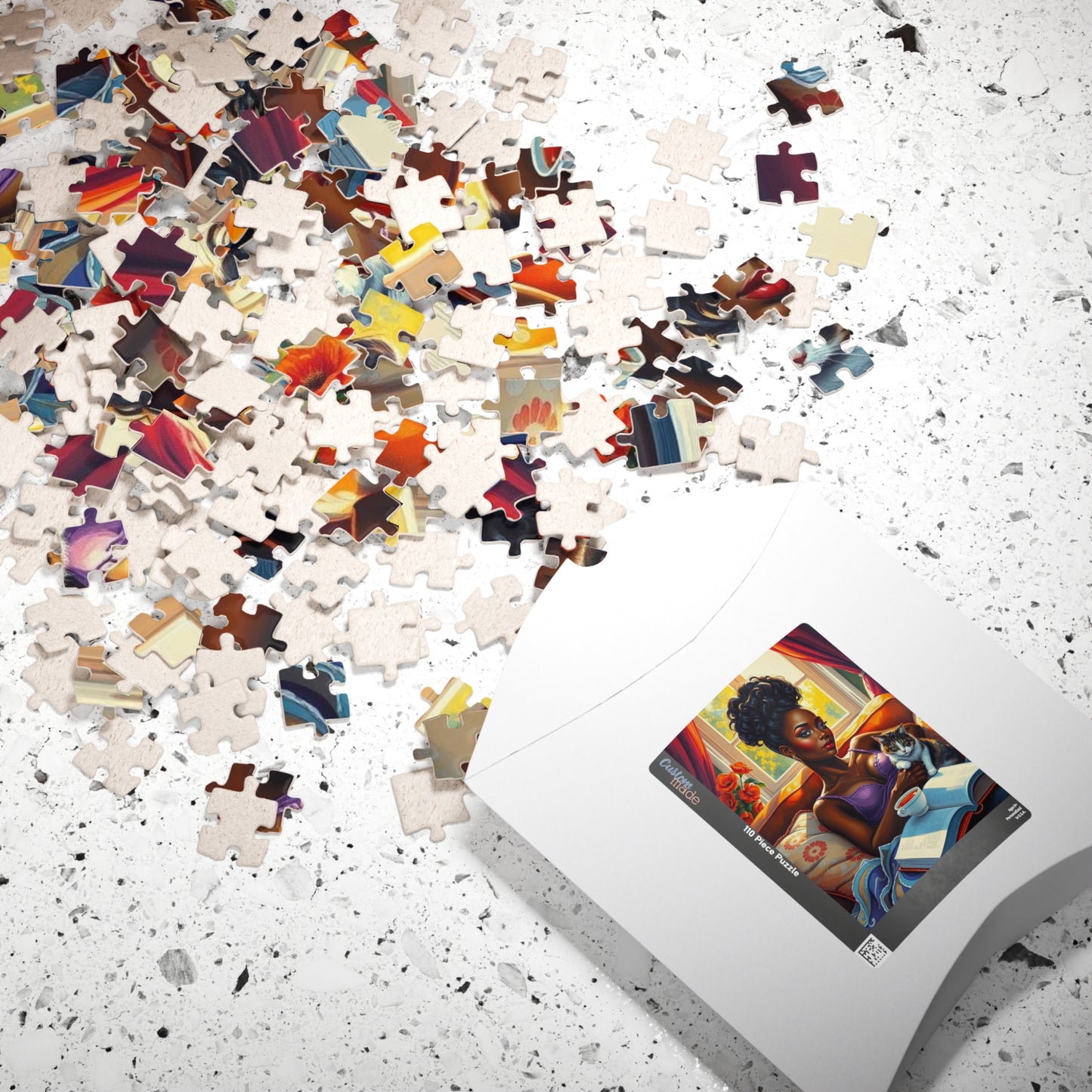 Cozy Day Jigsaw Puzzle, Black Woman and Cat, Black Woman Art, Home Entertainment, African American Gift for Cat Lovers, Mindfulness Activity Puzzle The Puzzle Chest