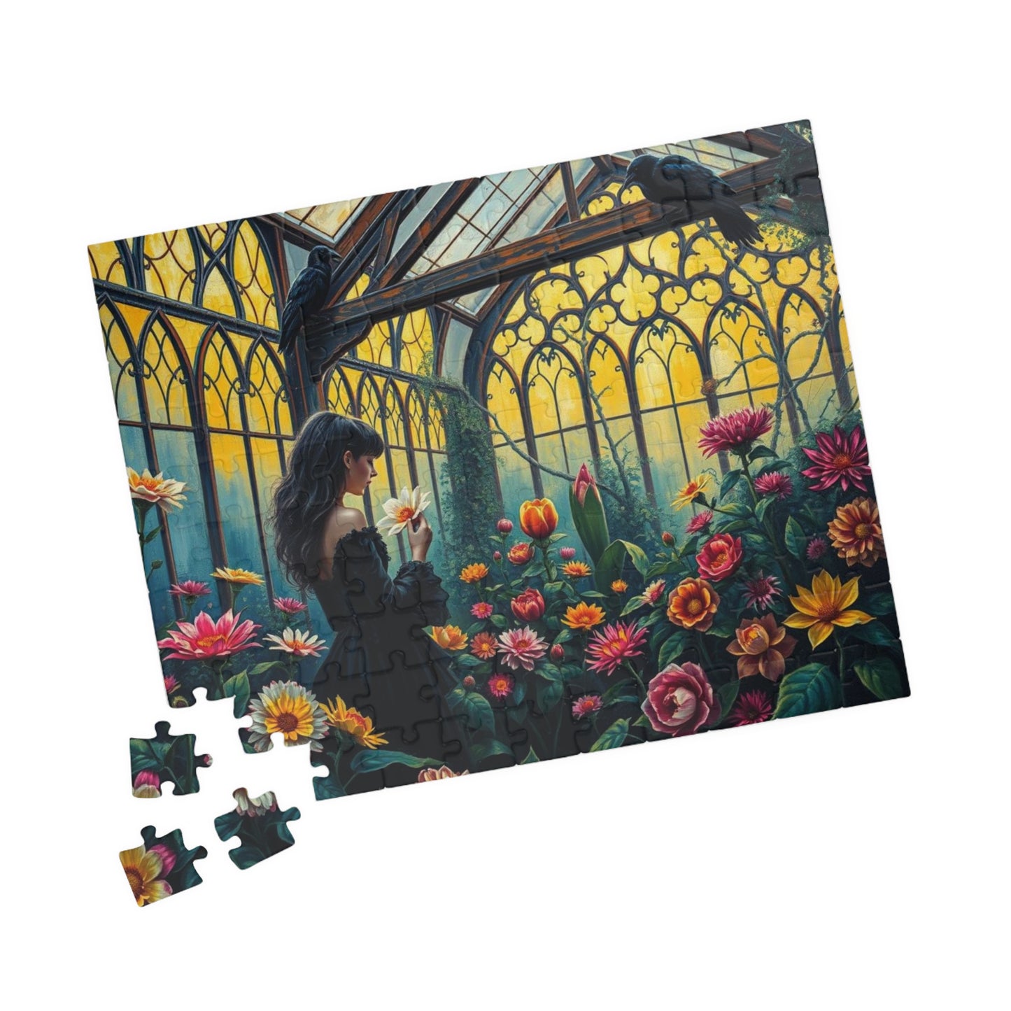 Twilight Flora Jigsaw Puzzle - A Gothic Garden, Gothic Greenhouse Game for Adult Dark Art Puzzle Lovers, Creative Gift for All Occasions